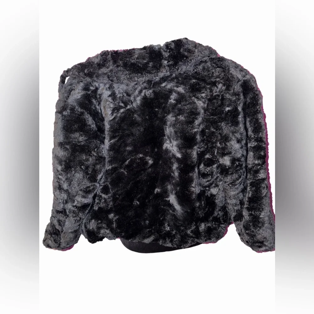 Kenzie Girls Black Faux Fur Jacket Soft Plush Cozy Size 8 - Picture 2 of 10